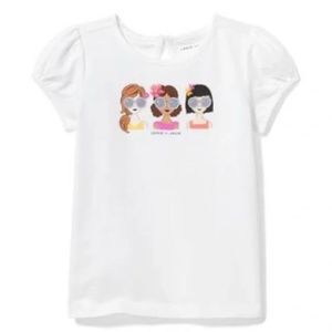 Janie and Jack Baby Girl White Summer Sunglasses Tee Shirt by (6-12 M & 12-18M)